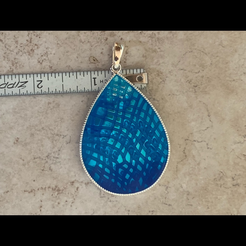 NWOTs watercolor blue teardrop pendant silver - Picture 8 of 11